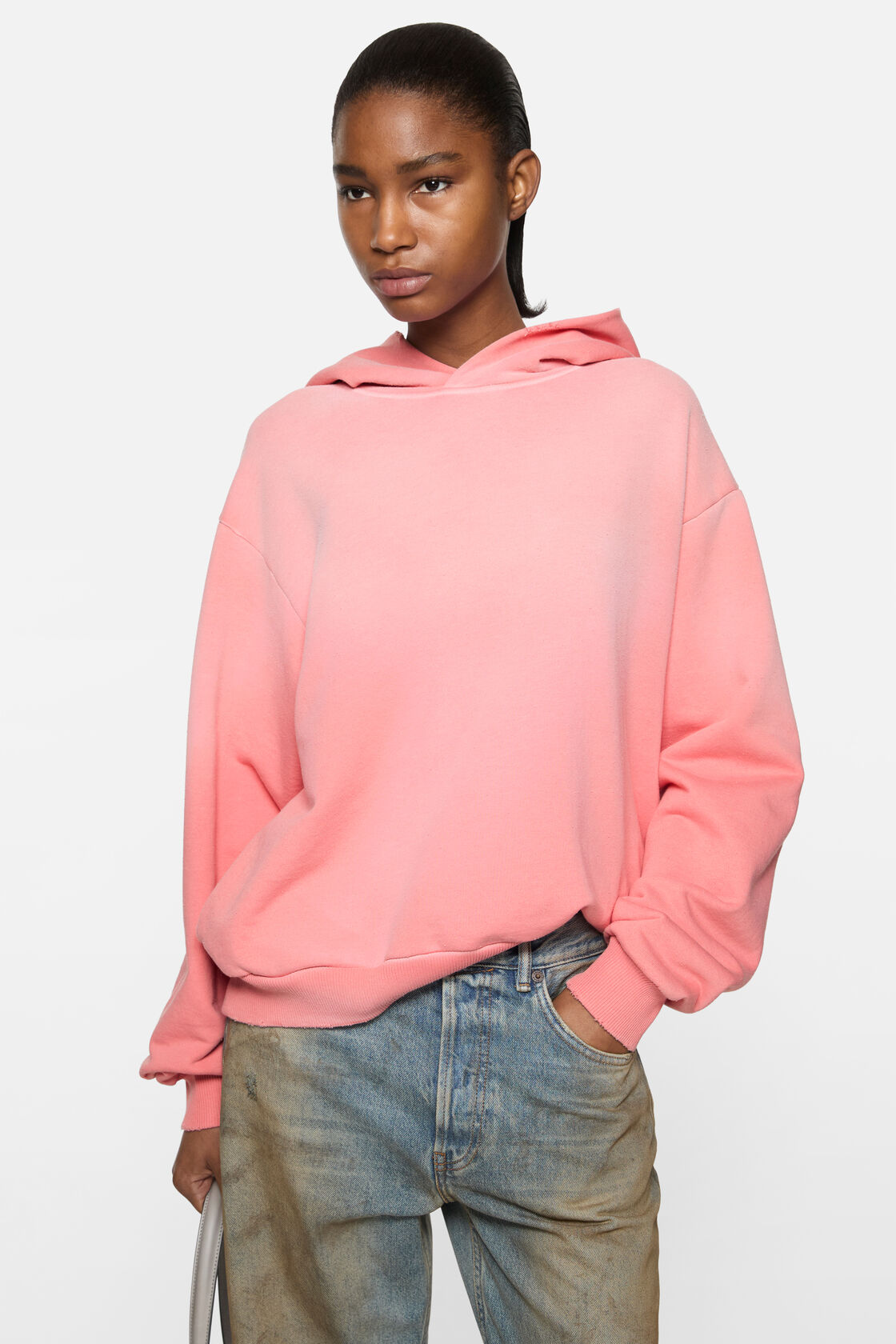 Fleece logo hoodie, Tango pink, 2000x