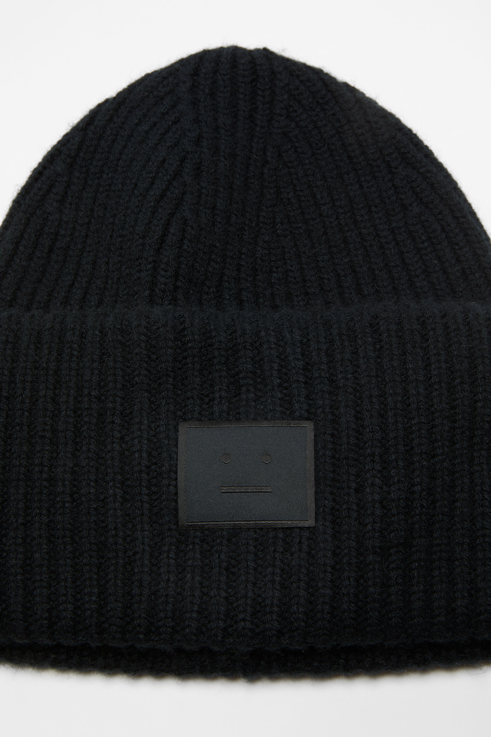 Acne Studios ラージFACEロゴビーニー　ブラック Acne Studios - Large face logo beanie - Yak - Black