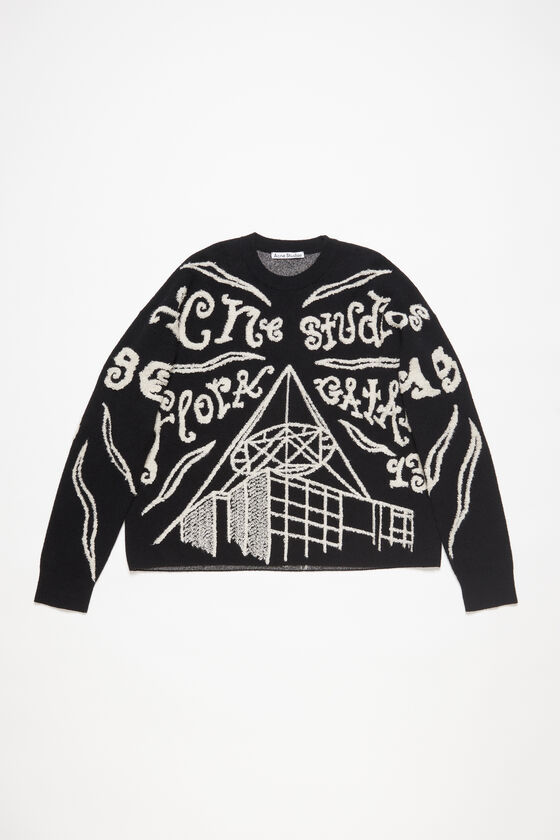 Acne Studios - Pullover mit Jacquard-Logo - Schwarz/Ecru 