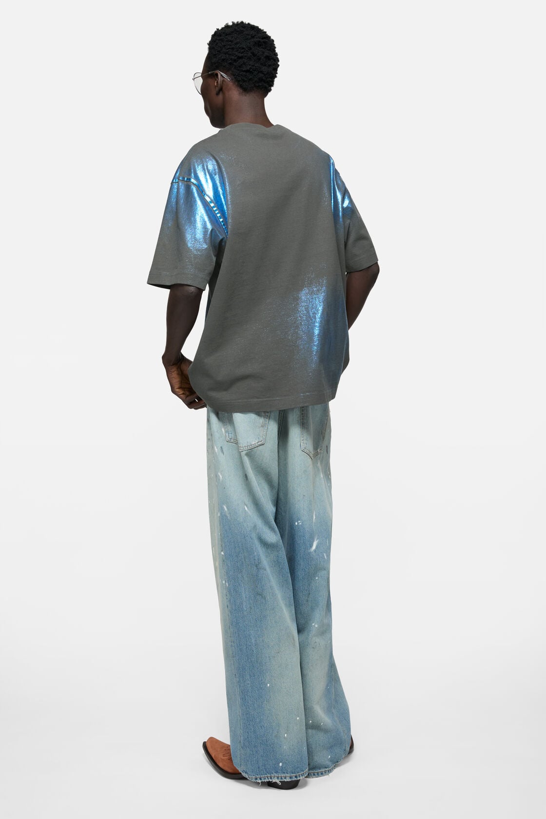 Glitter logo t-shirt, Blue/khaki, 2000x