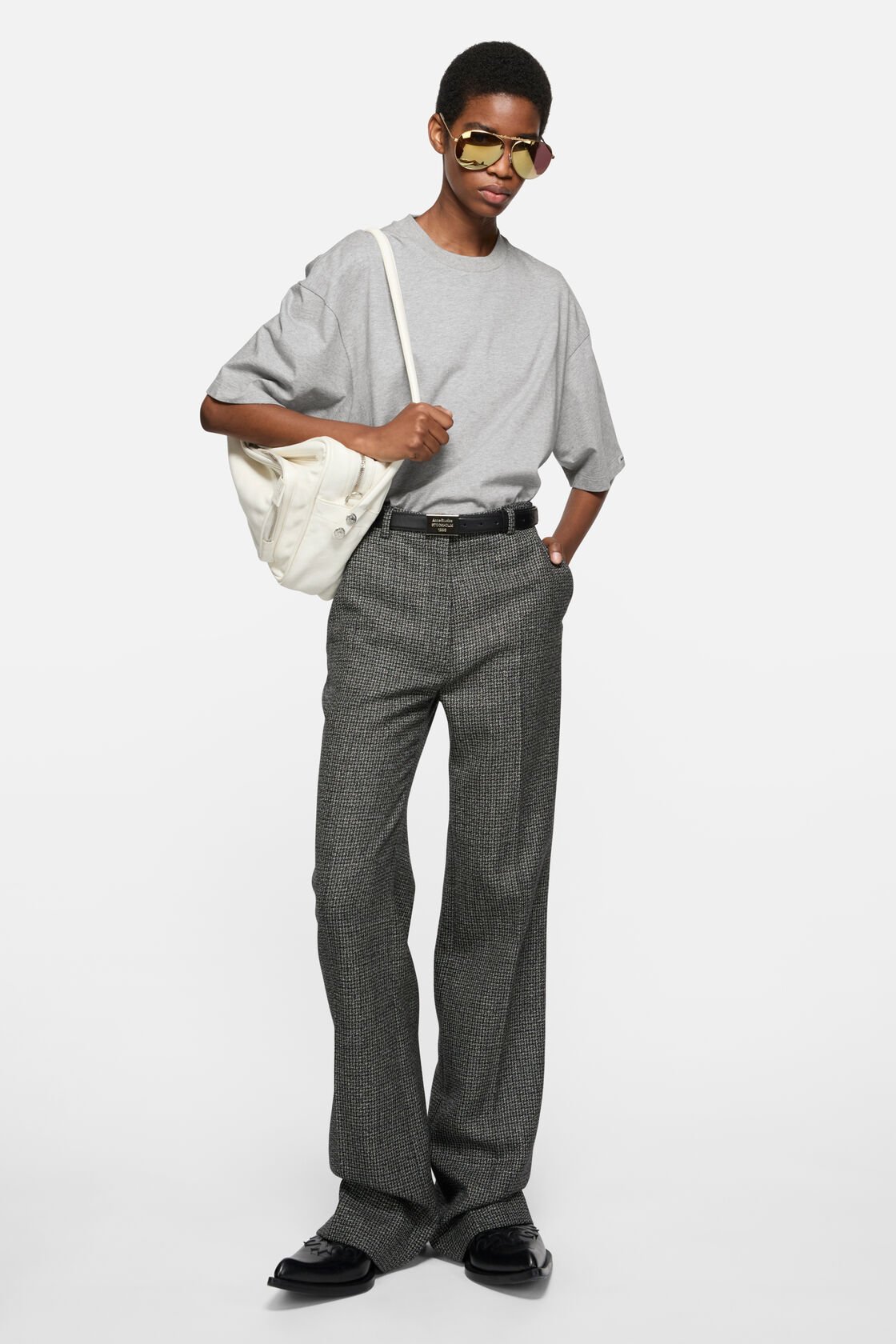 Satin logo t-shirt - relaxed, Grey Melange, 2000x