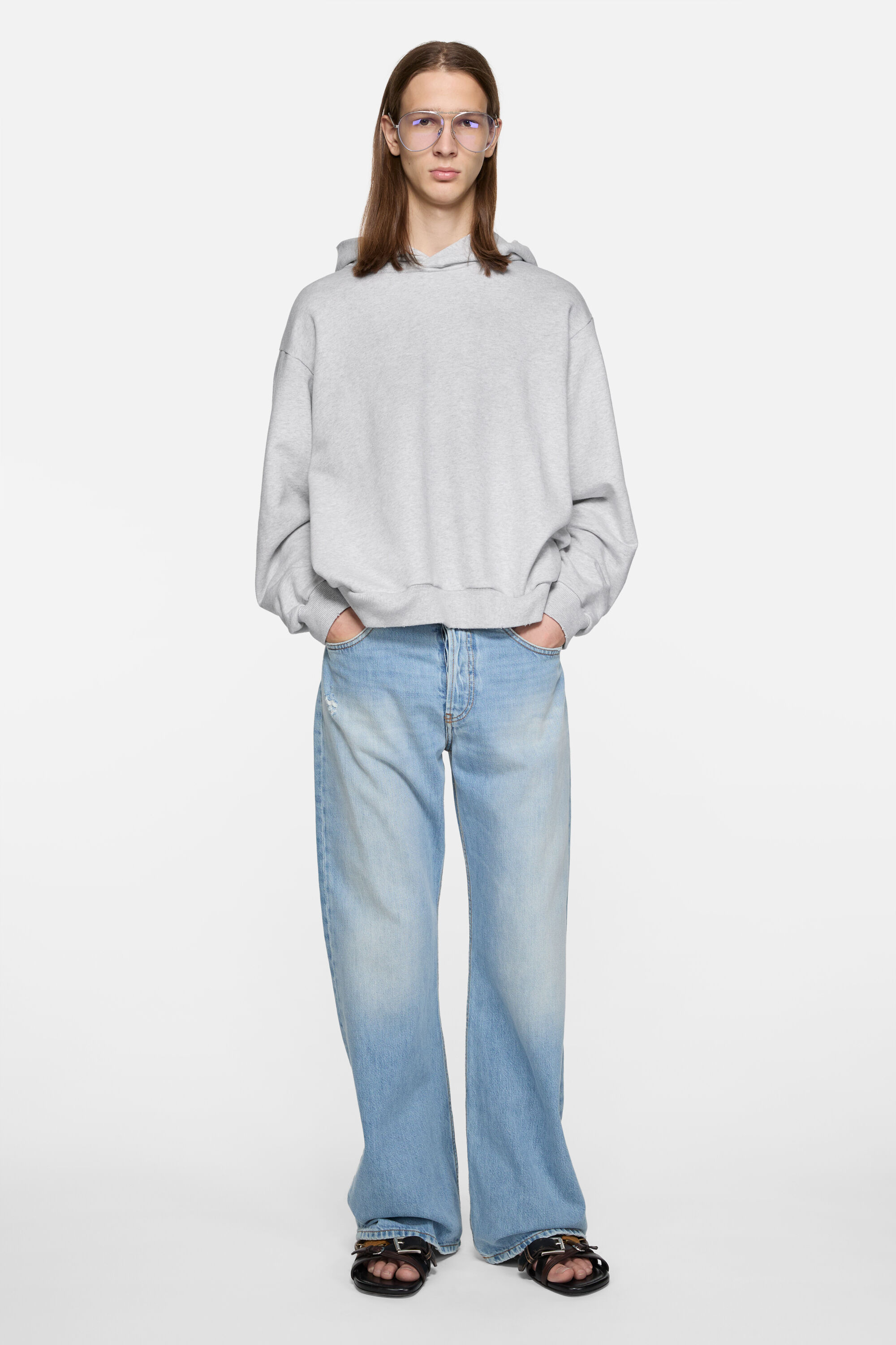 Acne Studios - Logo hooded sweater - Pale Grey Melange