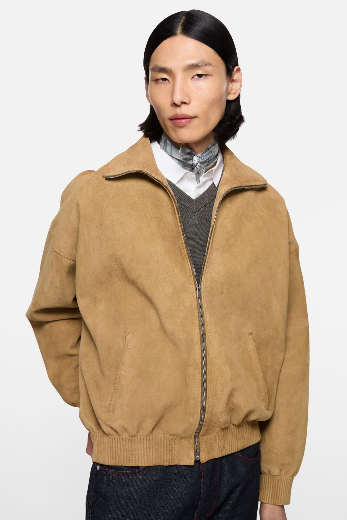Suede blouson jacket, Camel Beige, 2000x