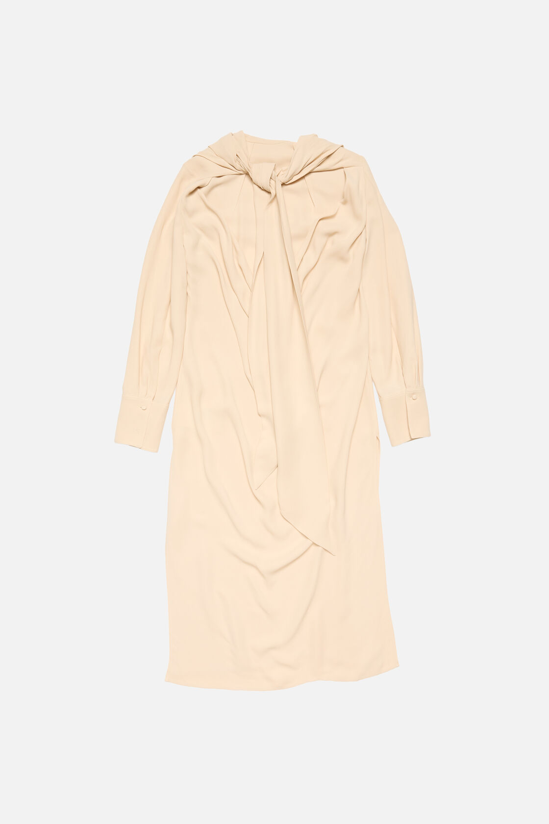 Silk midi dress with scarf, Sand beige, 2000x