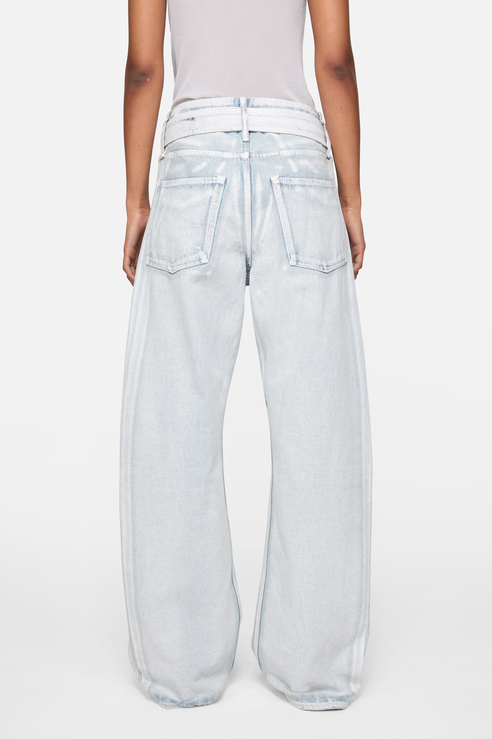Acne Studios - Denim trousers with belt - Blue/white