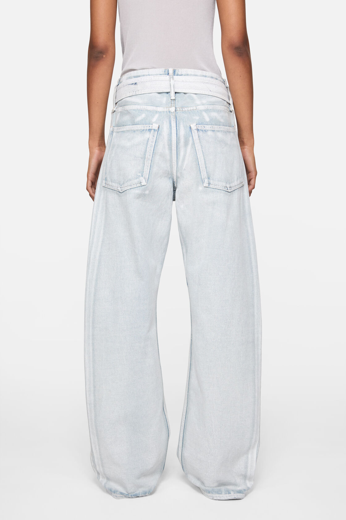 Denim trousers with belt, Blue/white, 2000x
