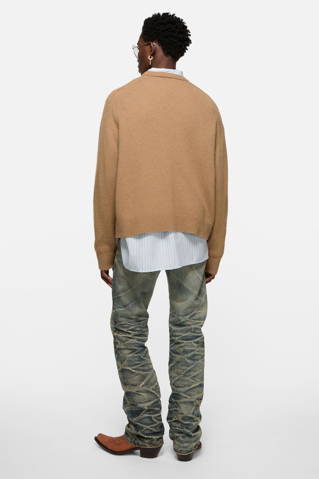 Camel hair v-neck sweater, Light camel, 2000x