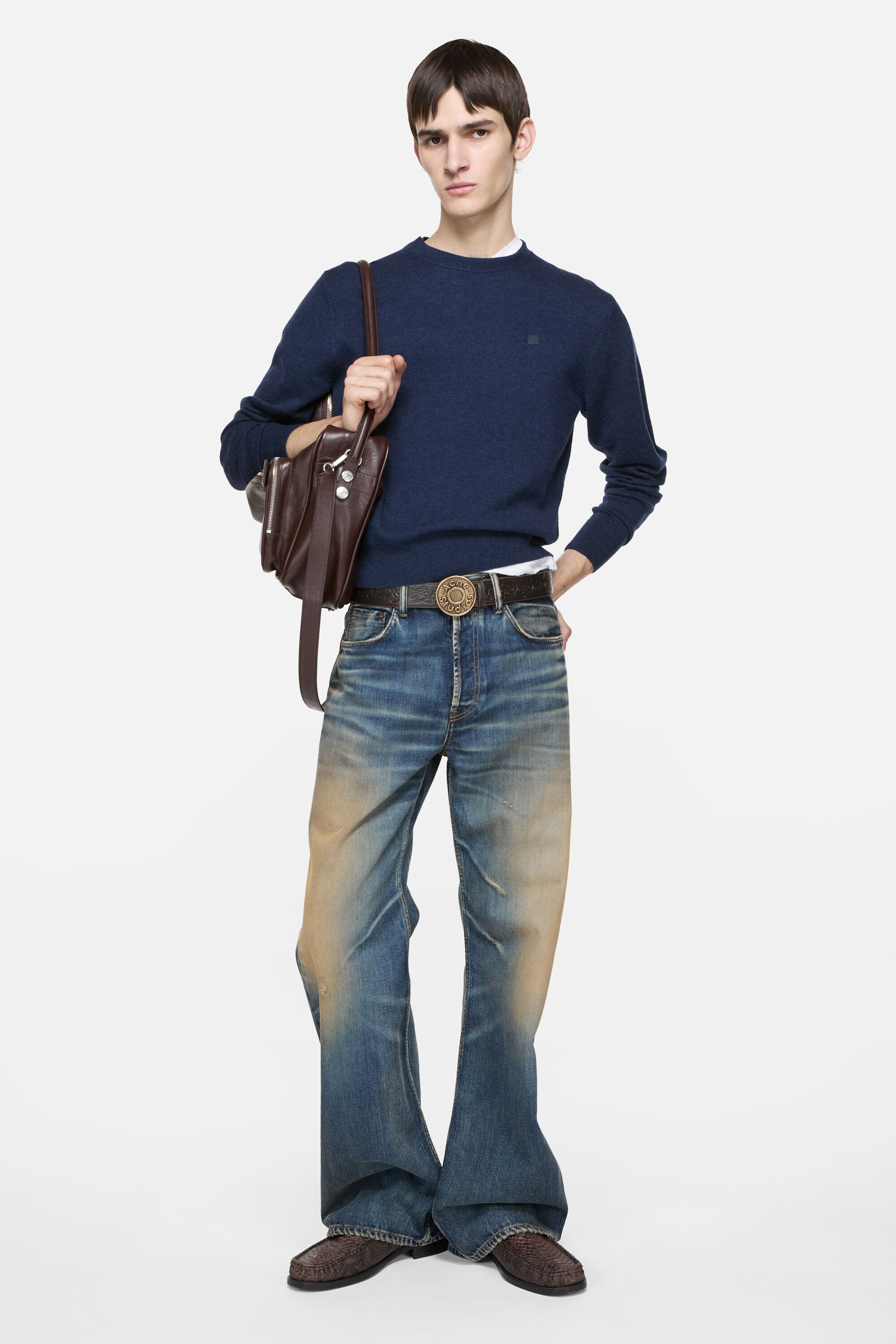 Acne Studios - Crewneck sweater - Yak wool - Navy melange