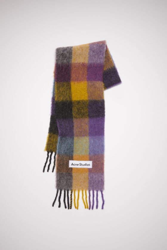 - checked - Acne scarf Mohair grey/yellow/purple Studios Anthracite