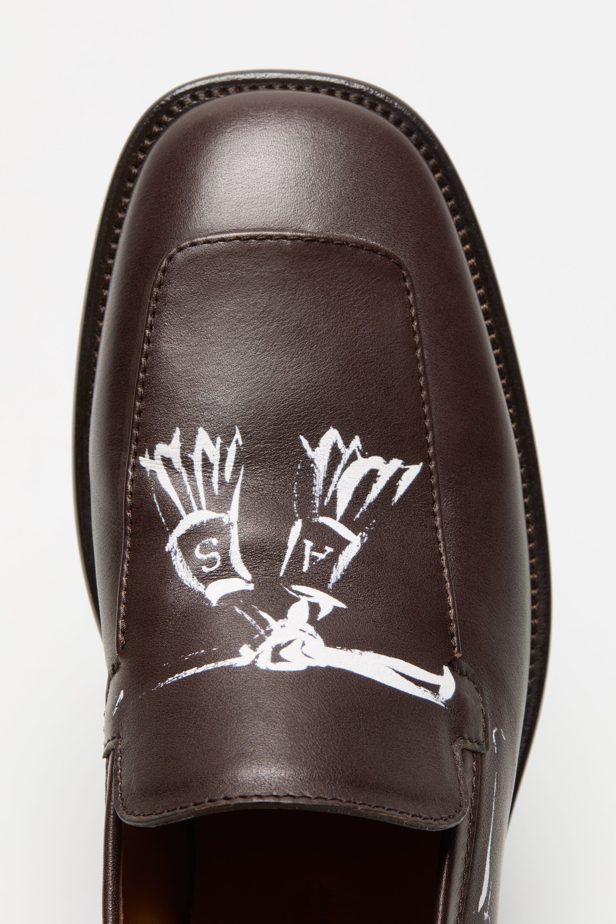 Acne Studios - Printed leather loafers - Dark brown