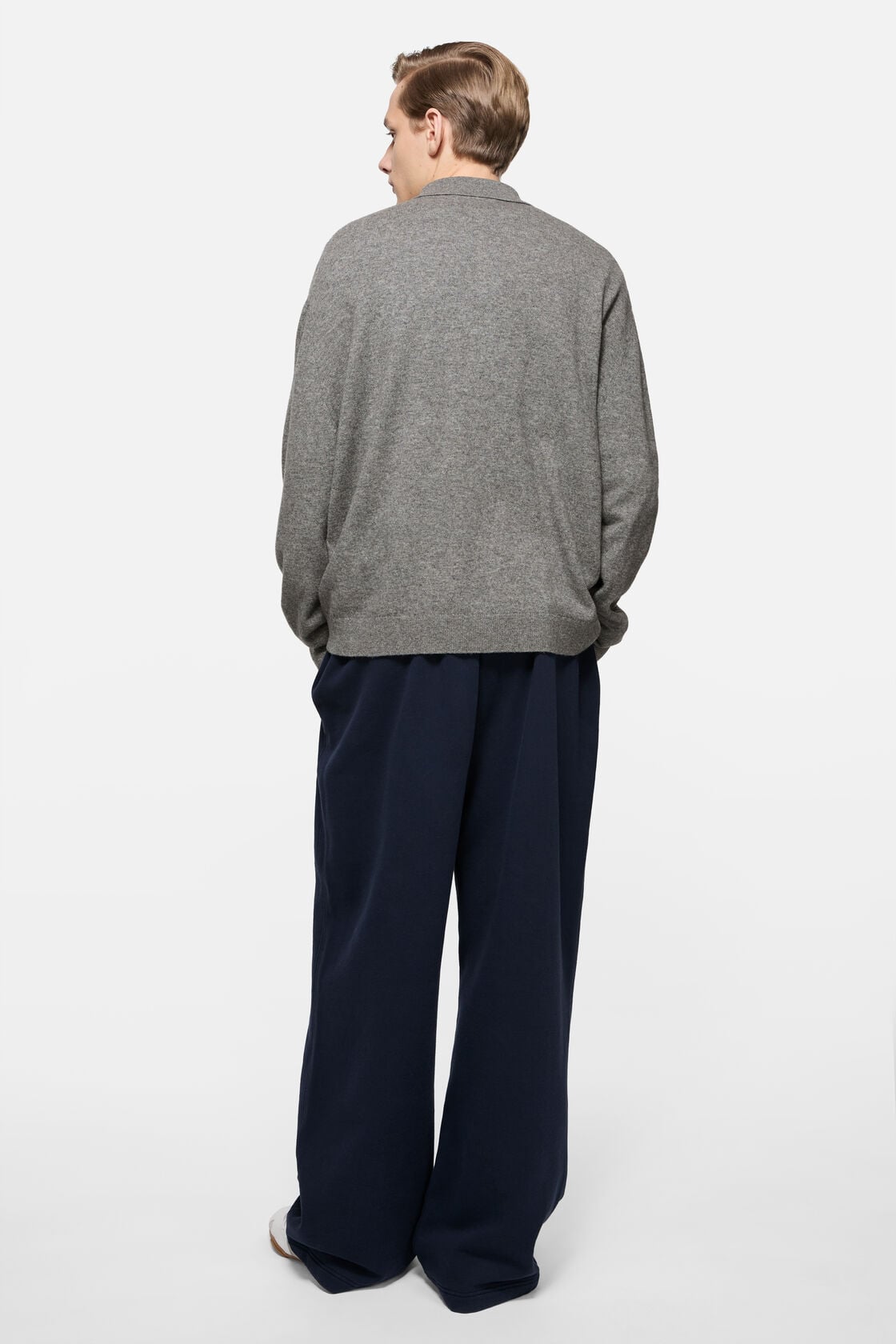 Wool knit polo, Dark grey, 2000x