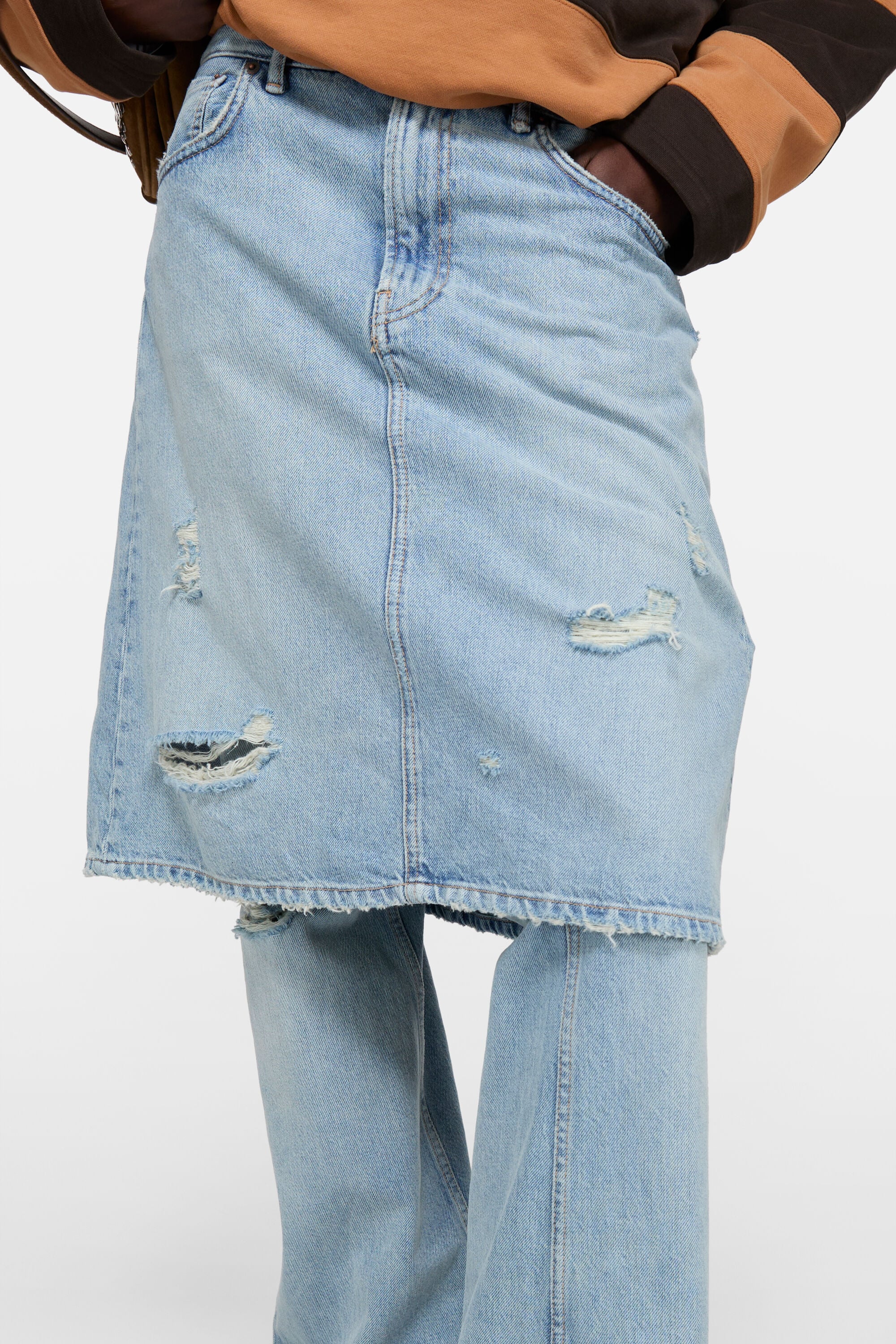 Acne Studios - Layered denim trousers - Light blue