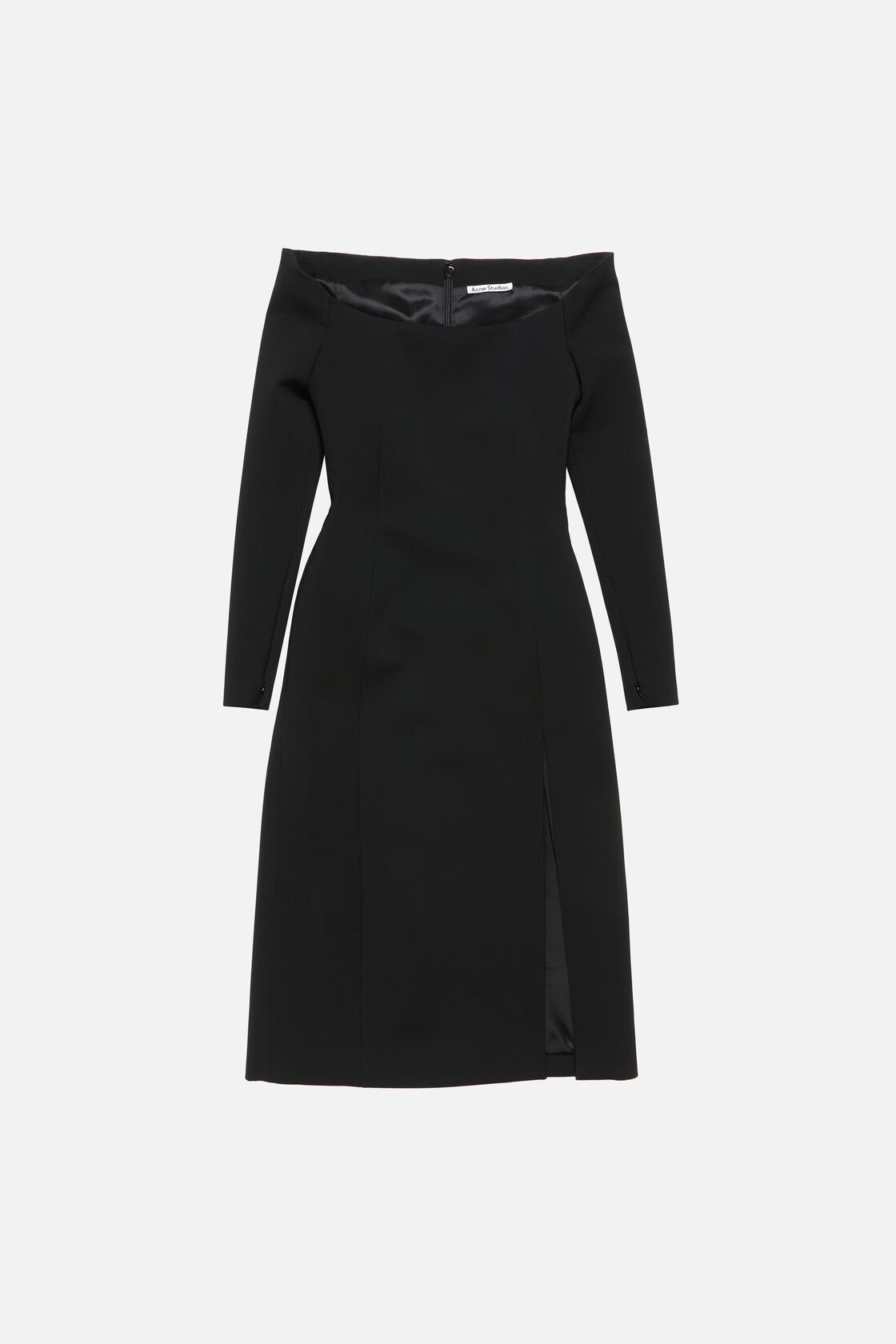 Long sleeve midi dress, Black, 2000x