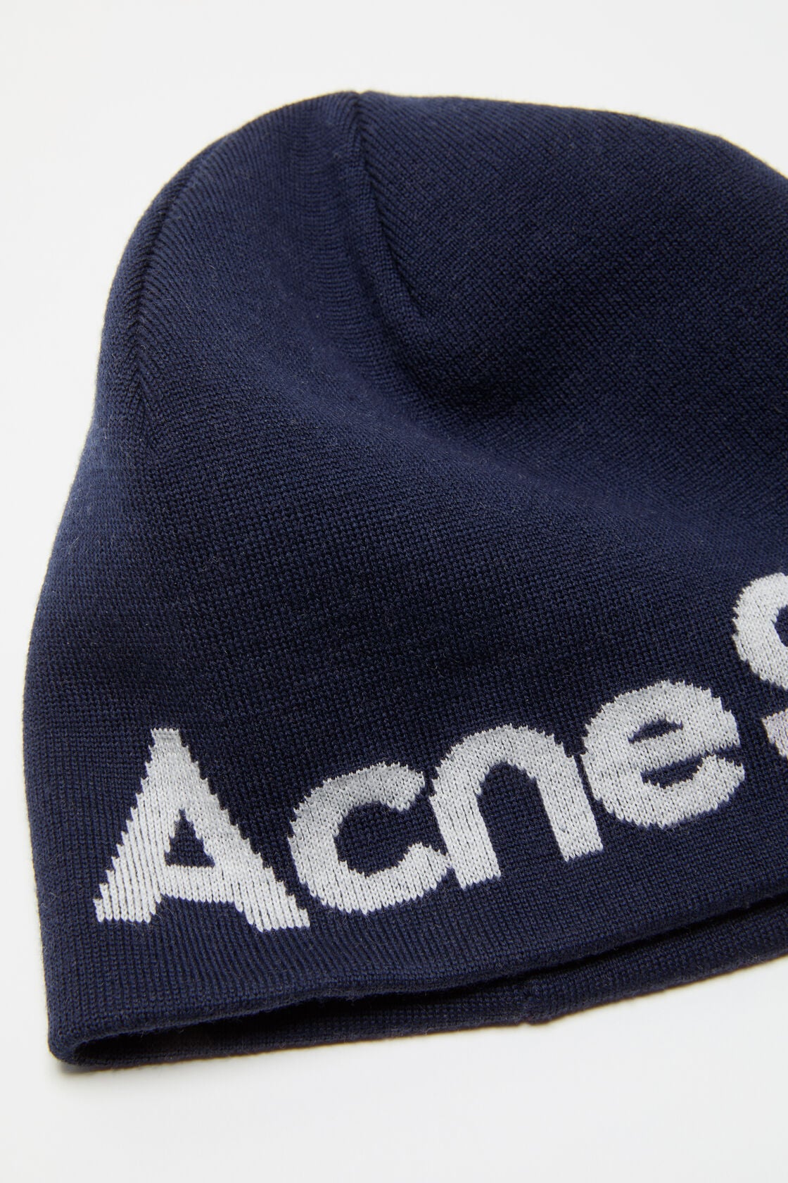 Wool knit beanie, Navy/white, 2000x