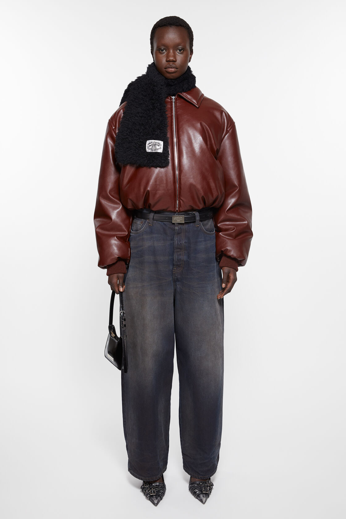 Fluffy scarf - Narrow, Black, 2000x