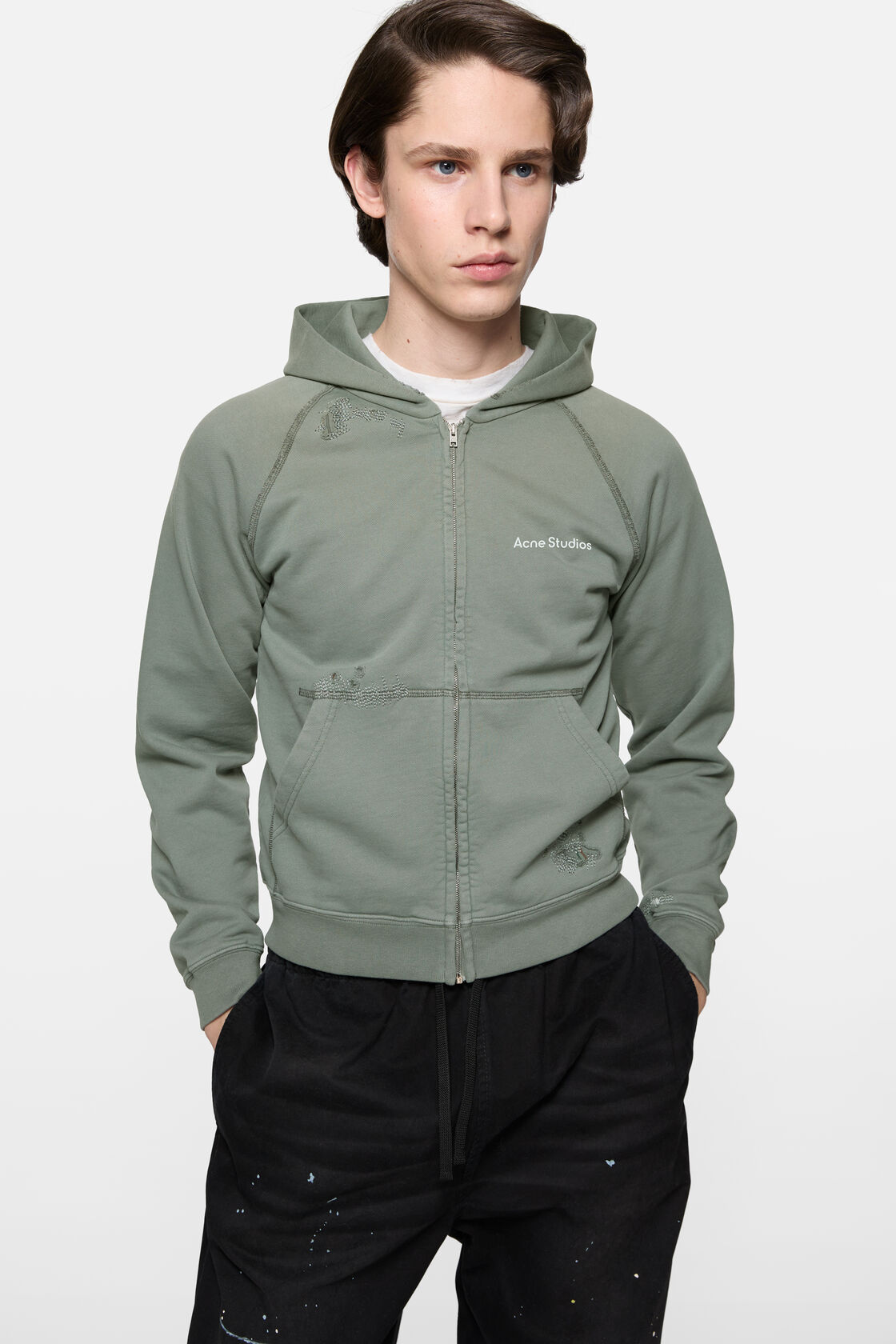 Mended fleece hoodie, Slate grey, 2000x