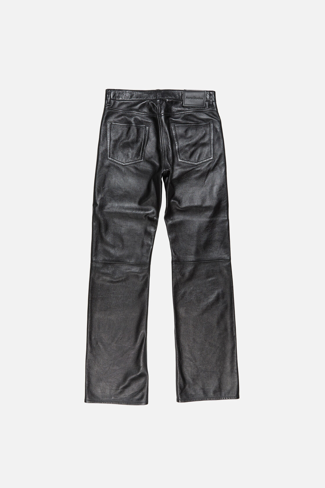 Leather trousers - regular fit, Black, 2000x