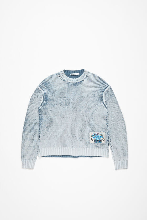 Acne Studios - Crew neck jumper - Denim blue/White 