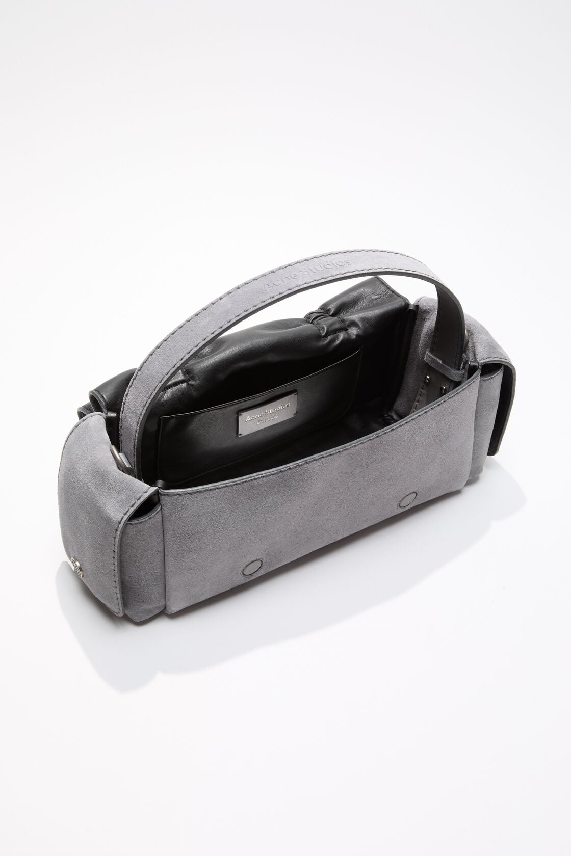 Multipocket suede shoulder bag, Cold grey, 2000x