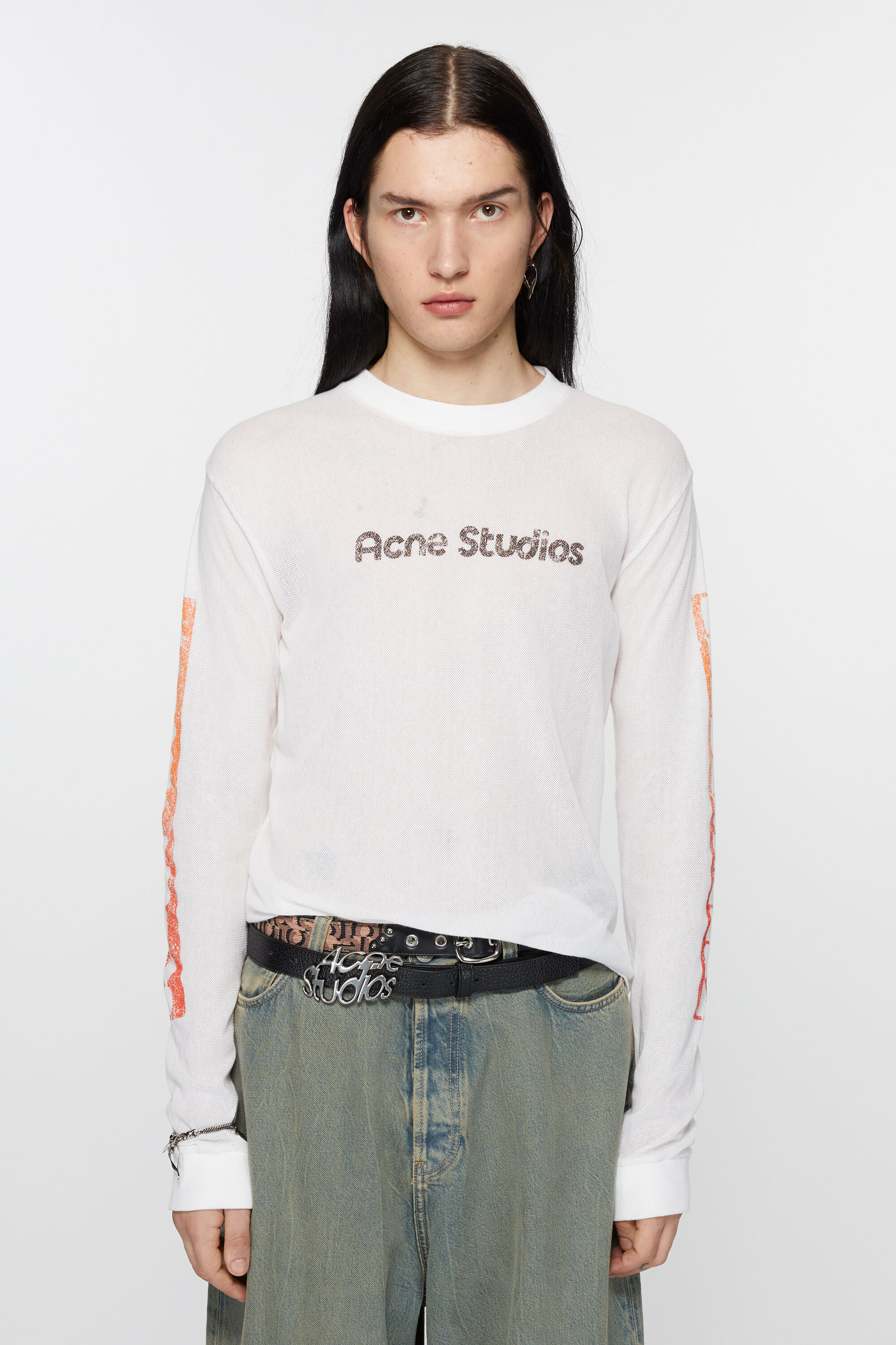 아크네 스튜디오 Acne Studios Logo long sleeve t-shirt - Optic White