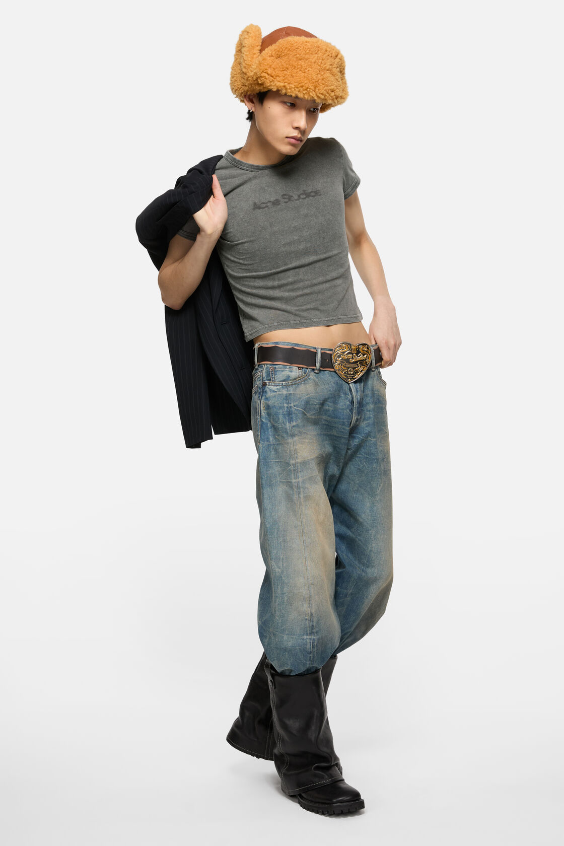 Blurred logo t-shirt - Fitted unisex fit, Faded Grey, 2000x