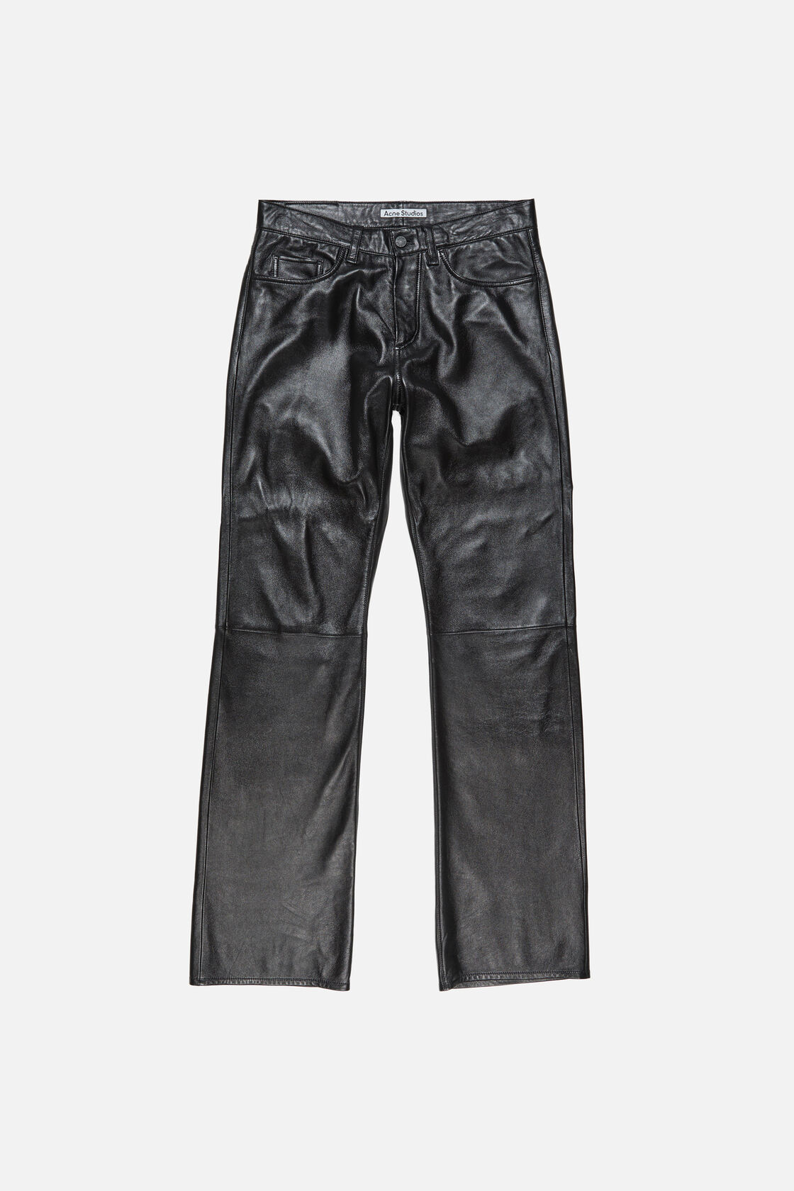 Leather trousers - regular fit, Black, 2000x