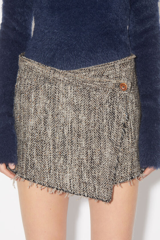 Acne Studios - ヘリンボーン ラップスカート - ブラウンメランジ 