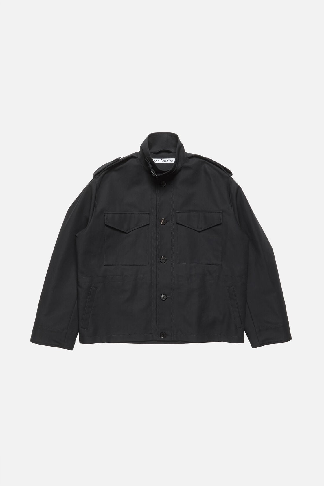 Cotton satin blouson jacket, Black, 2000x