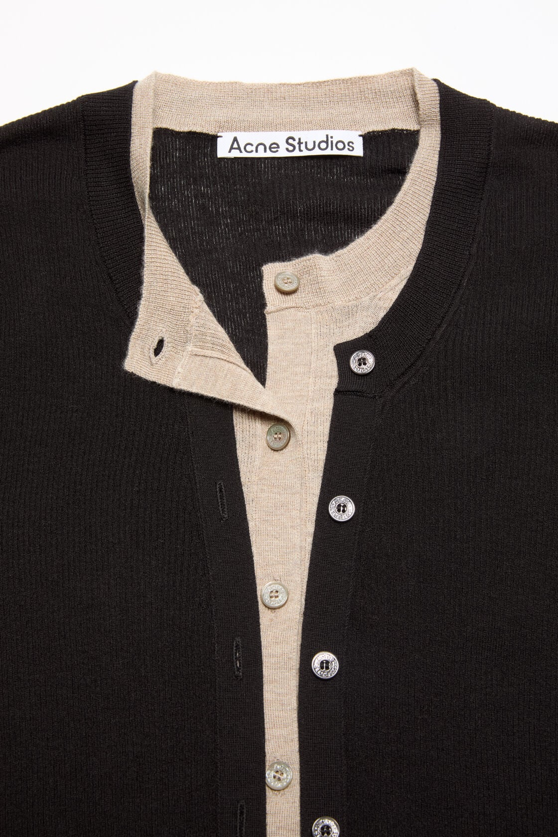 Layered silk-wool cardigan, Black/beige, 2000x