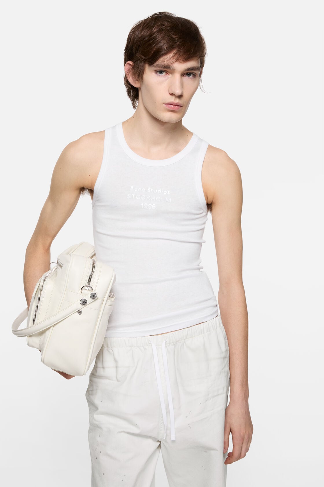 Tank top with logo, White, 2000x