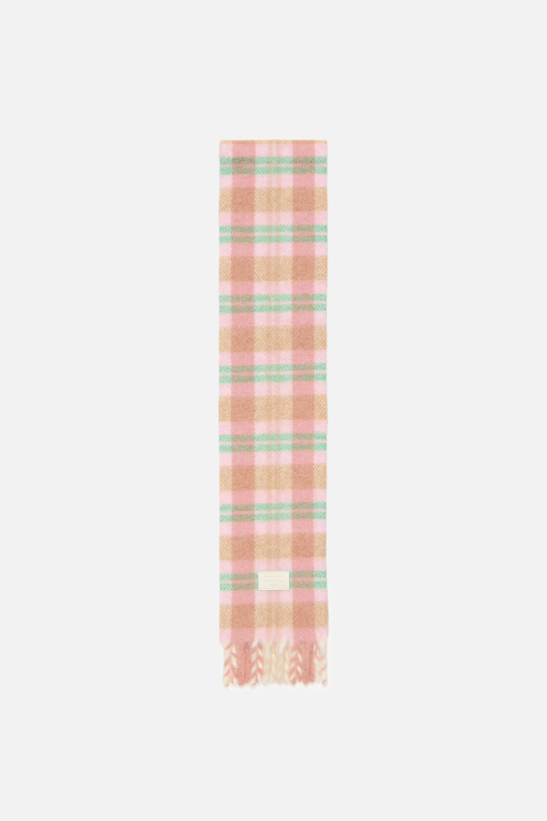 Fringed alpaca-wool scarf, Pastel pink/mint green, 2000x