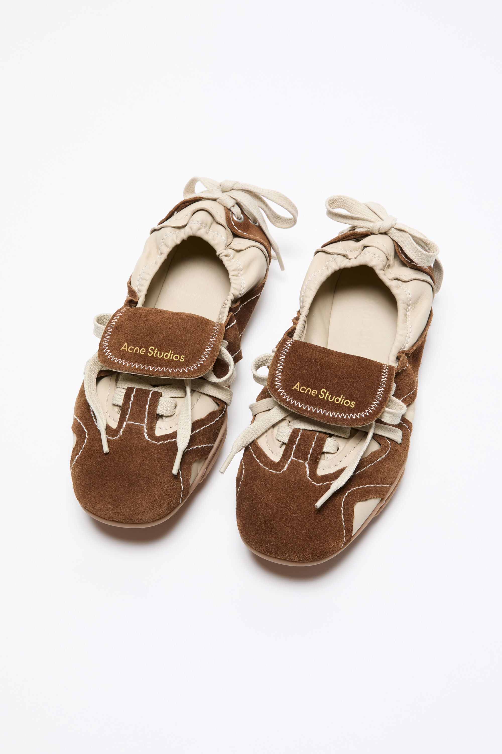 Acne Studios - Suede lace-up shoes - Off white/brown