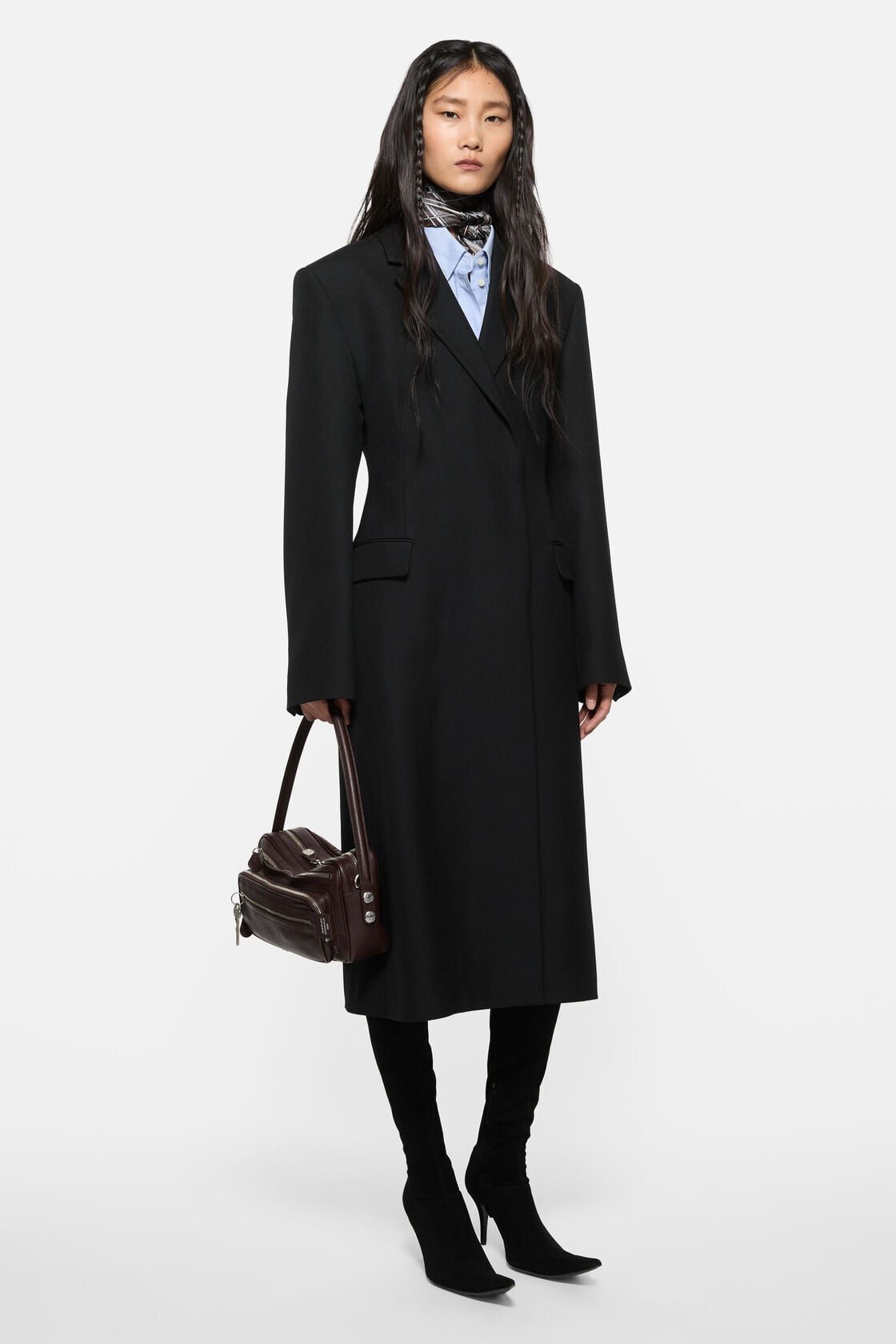 Double-breasted wool coat, Black, 2000x