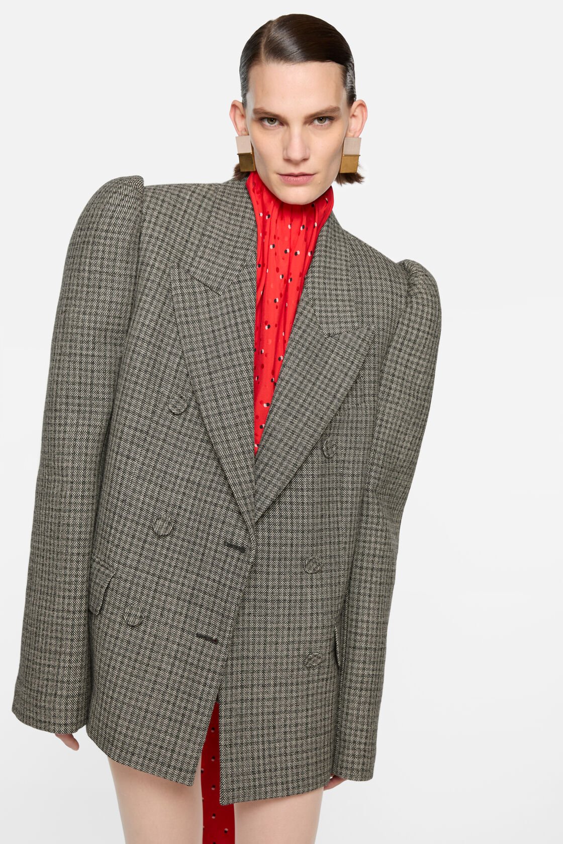 Double-breasted suit jacket, Black/white, 2000x