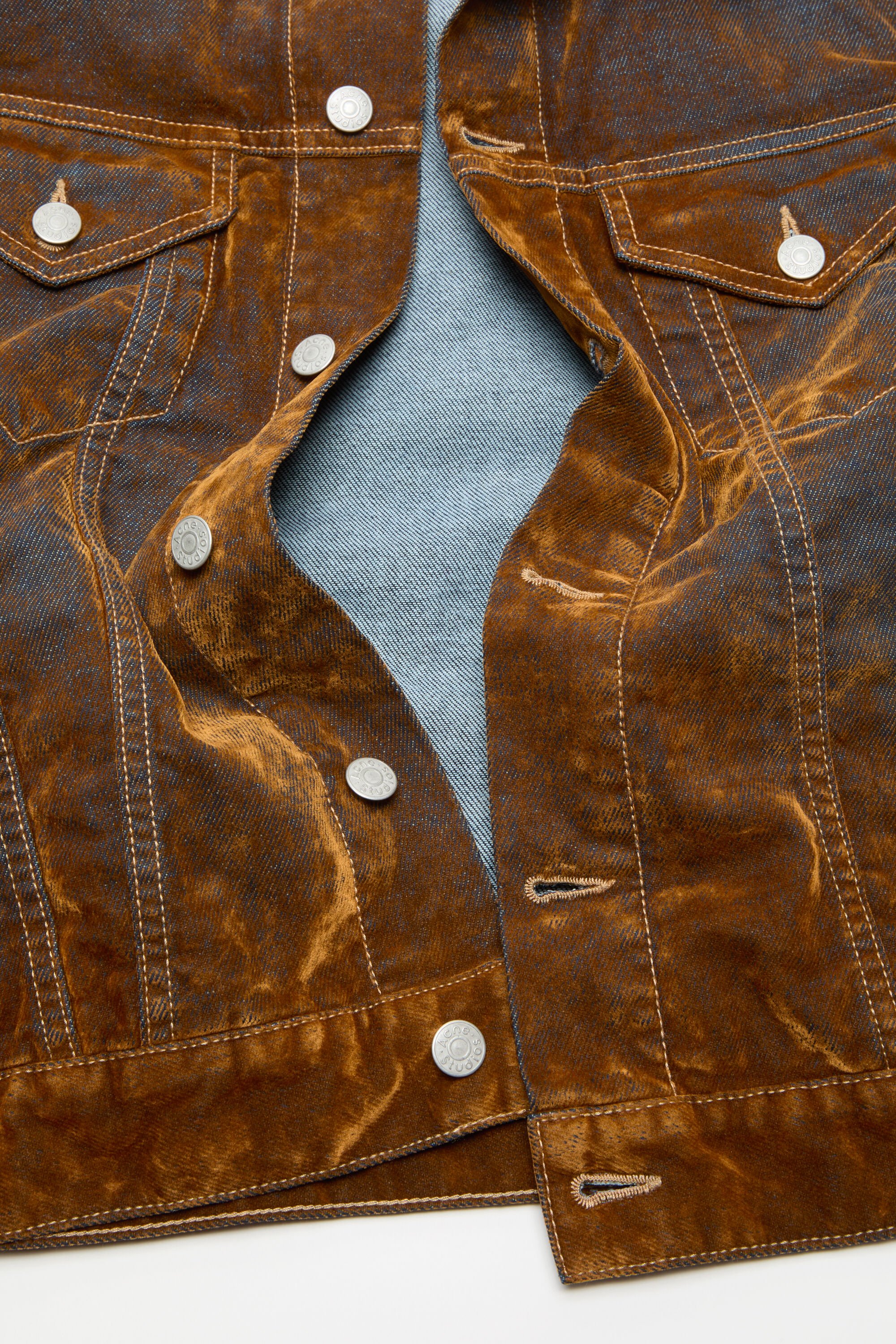 Acne Studios - フロック加工デニムジャケット - ラストブラウン