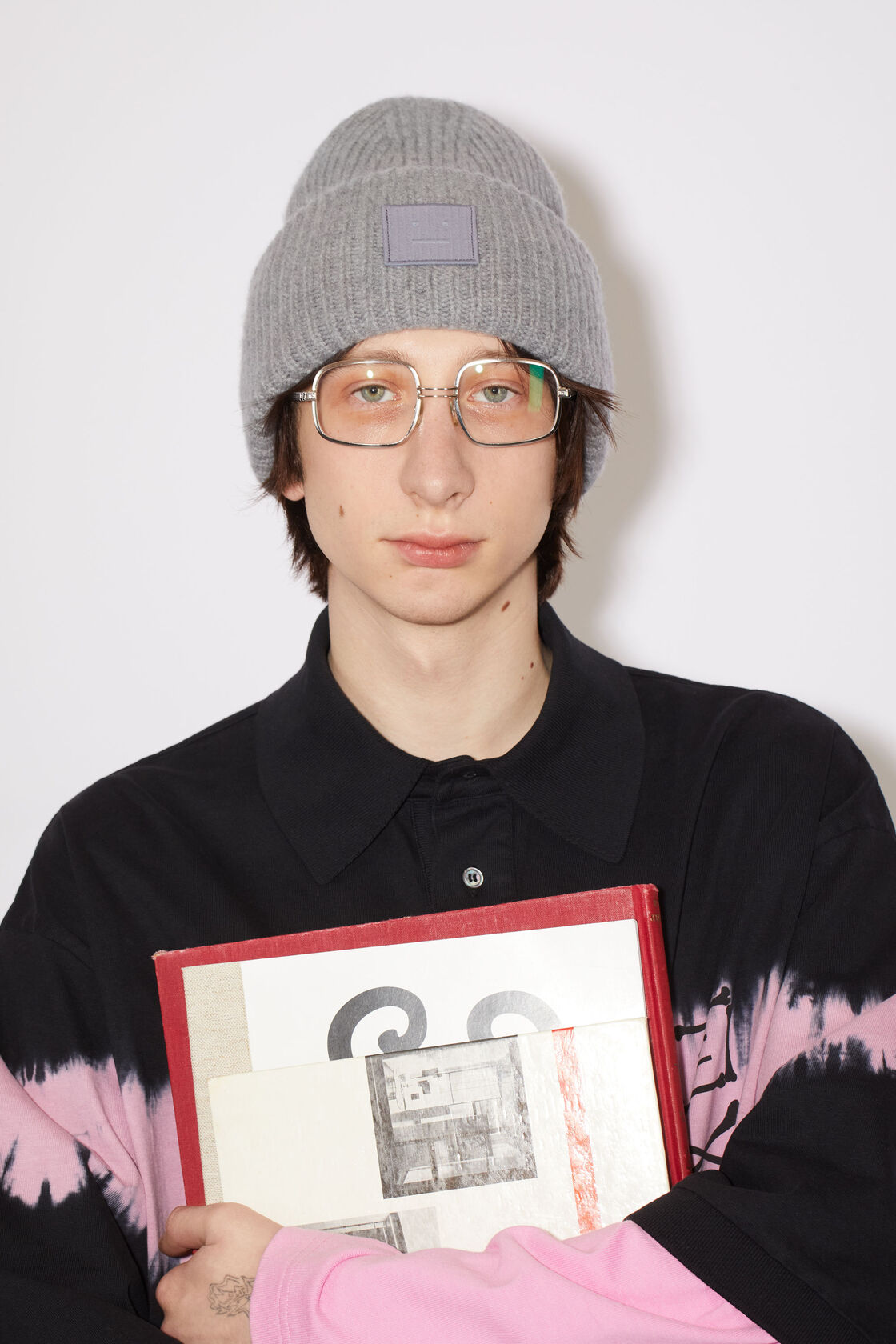 Large face logo beanie, Grey Melange, 2000x