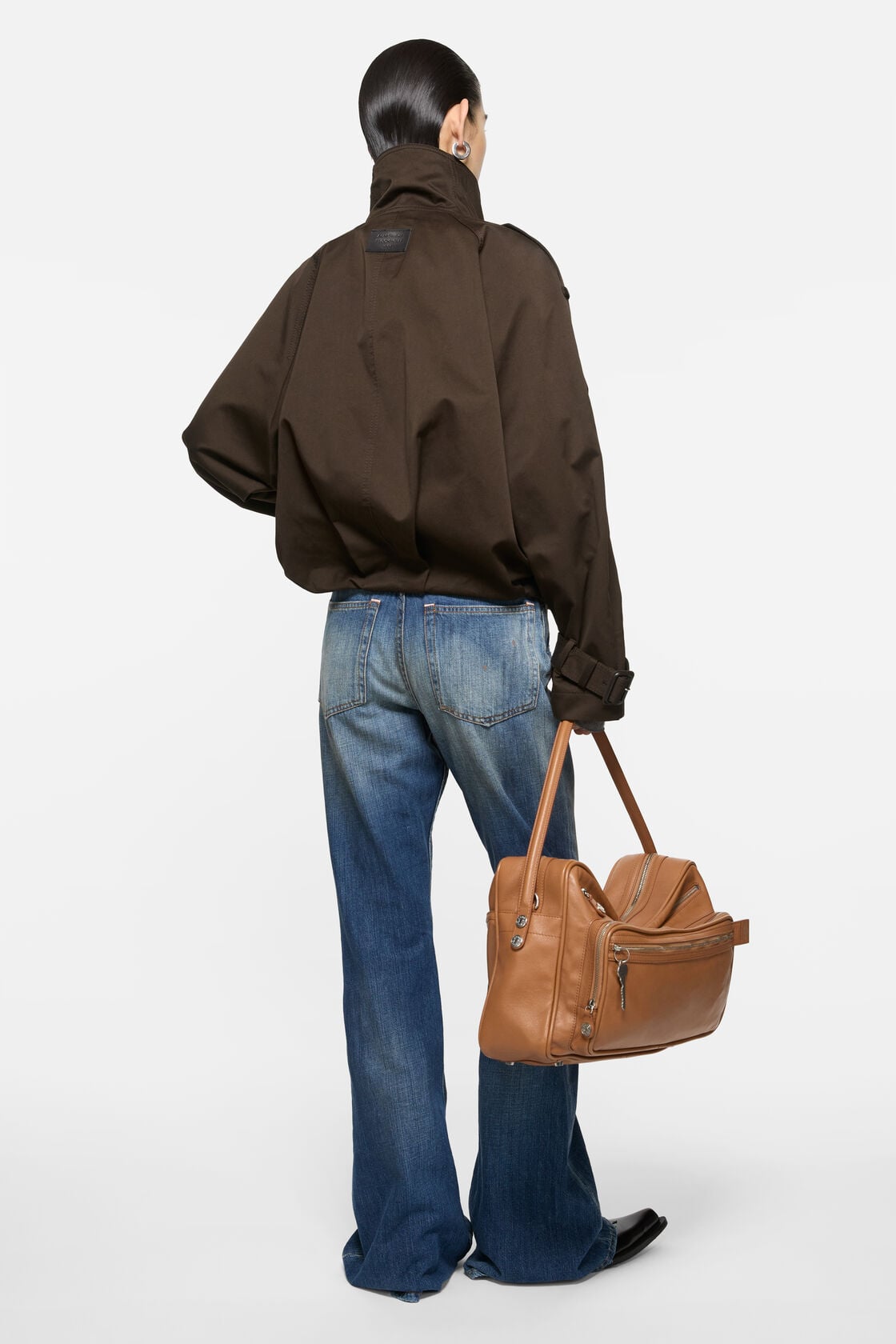 Short trench coat, Chestnut brown, 2000x