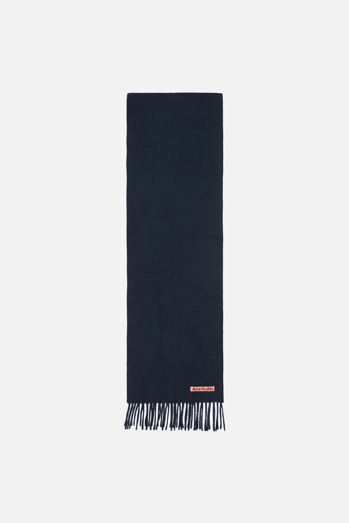 Fringe wool scarf - skinny, Navy blue, 2000x