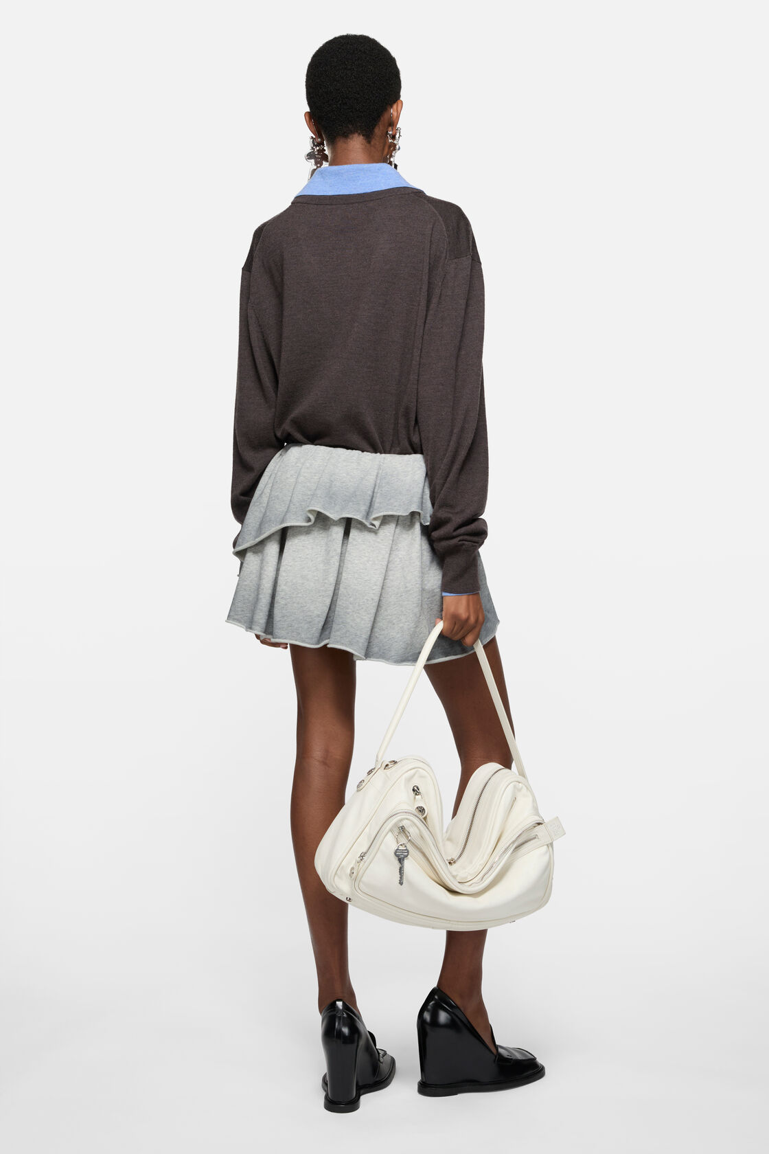 Fleece mini skirt, Grey Melange, 2000x