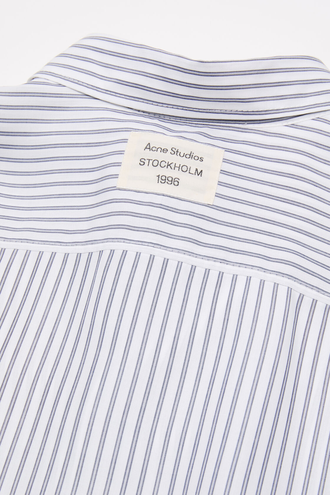 Striped button-up shirt, White/navy, 2000x