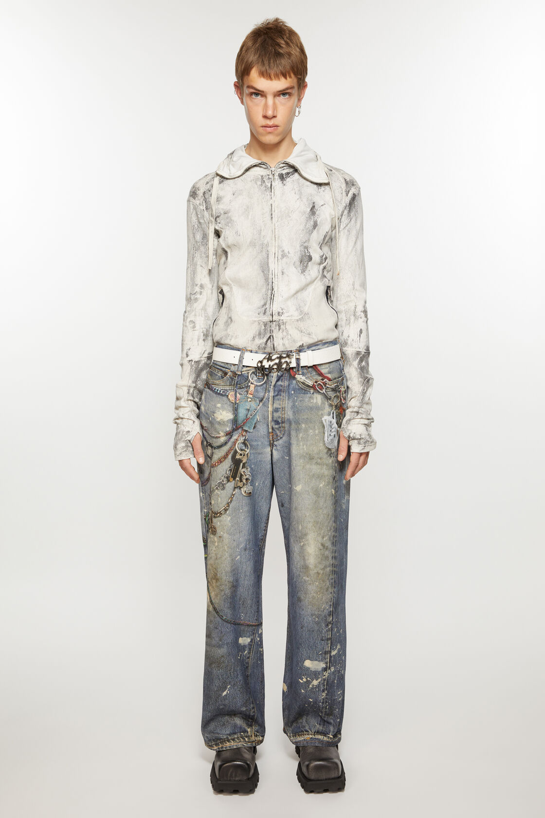 Logo buckle belt, White, 2000x