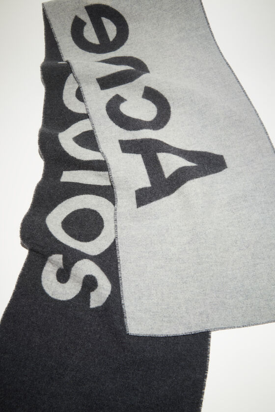 Acne Studios - Logo jacquard scarf - Narrow - Grey/light grey