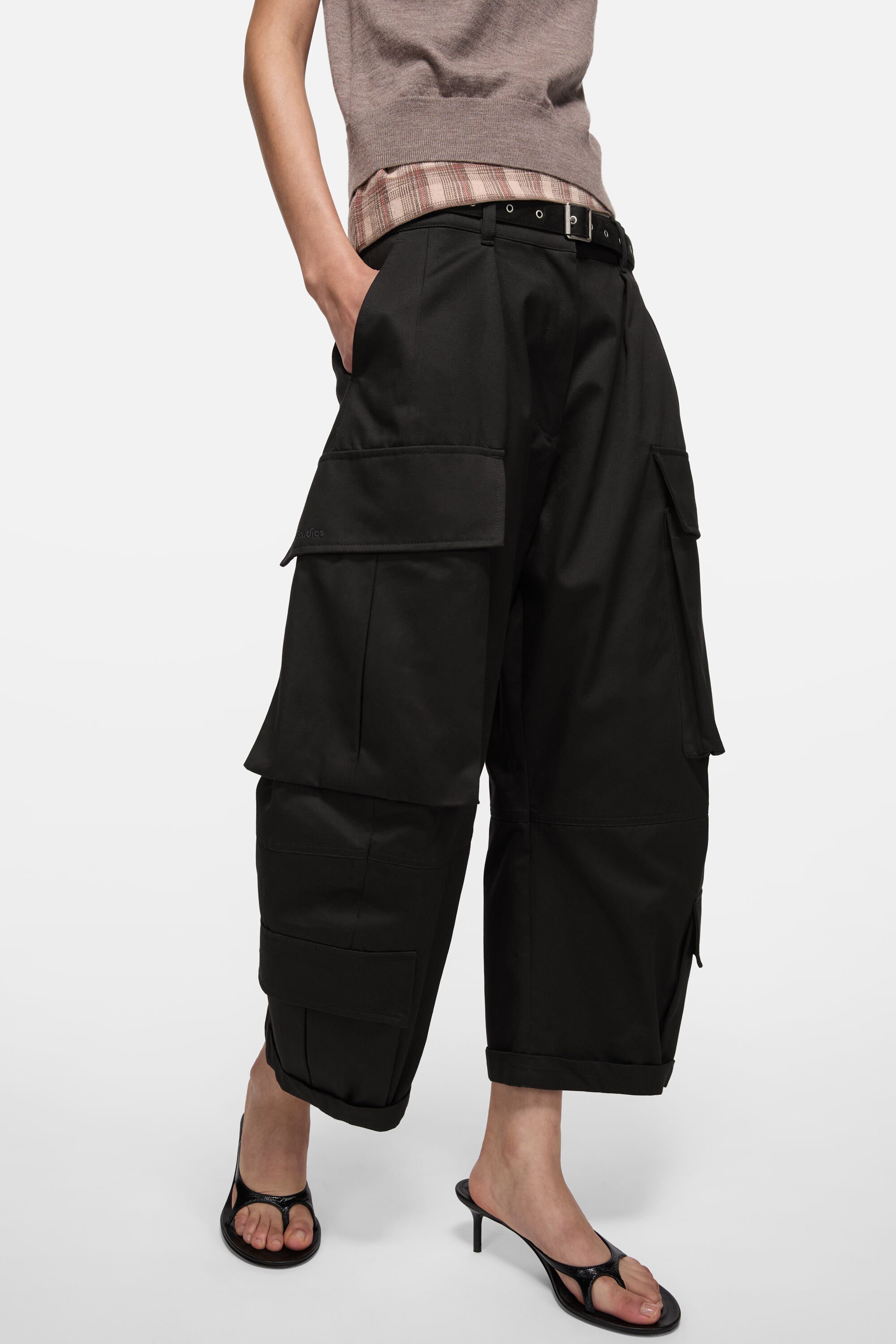 Acne Studios コットントラウザーズ Acne Studios - ツイルカーゴトラウザーズ - ブラック