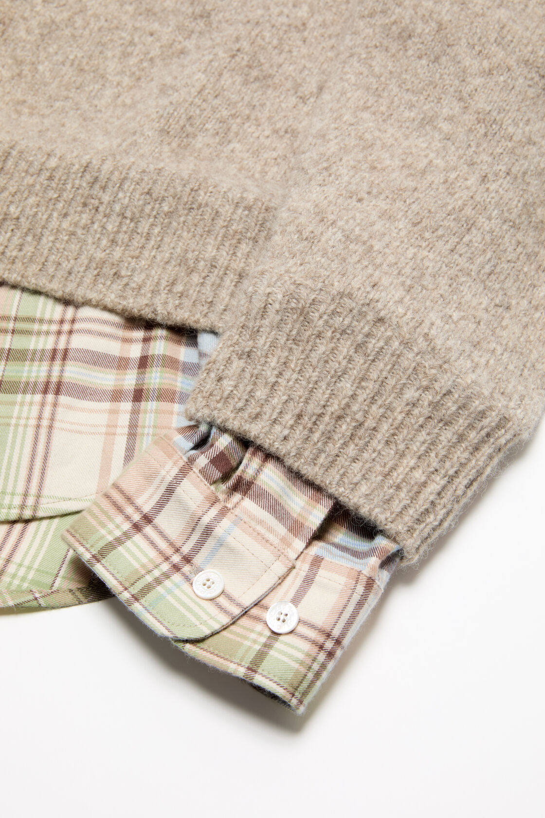 Layered knit hoodie, Medium beige, 2000x