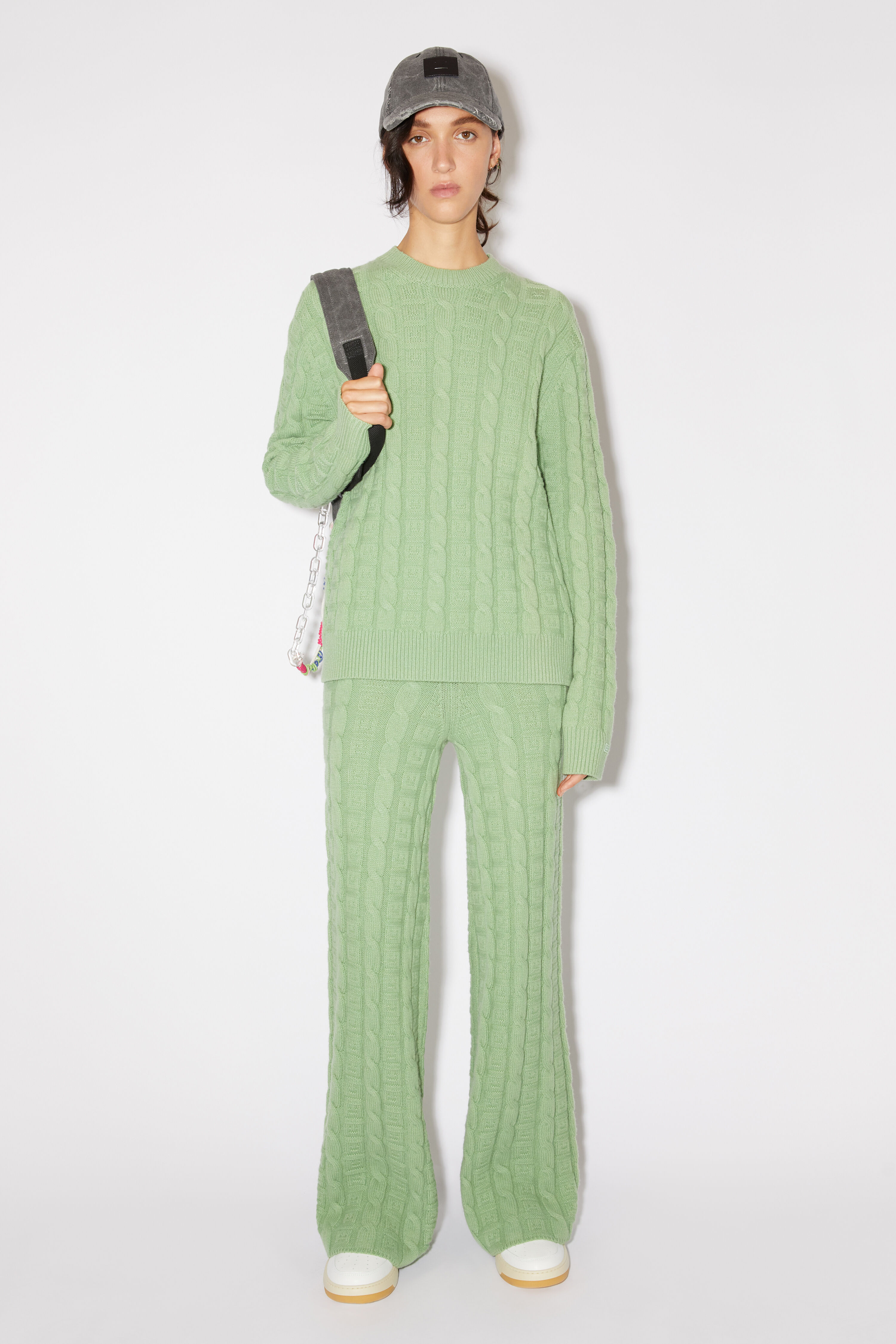 아크네 스튜디오 Acne Studios Cable wool trousers - Sage green