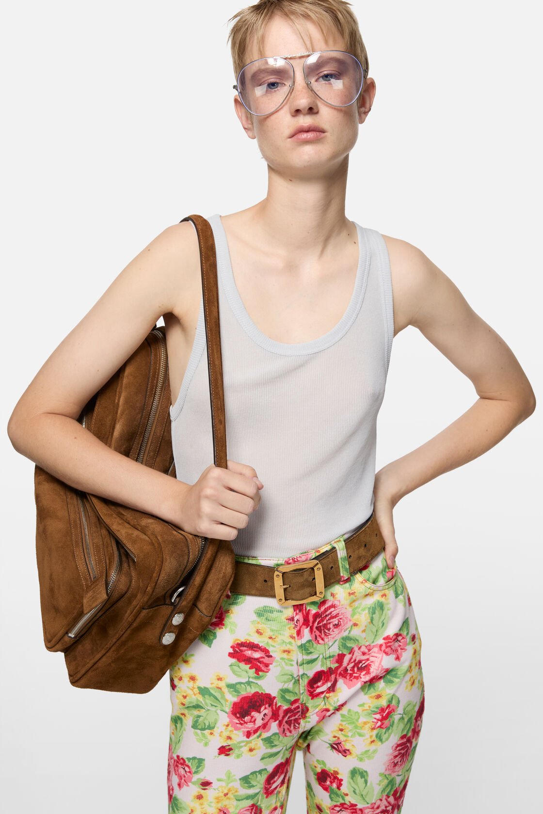 Thin ribbed tank top, Light grey, 2000x