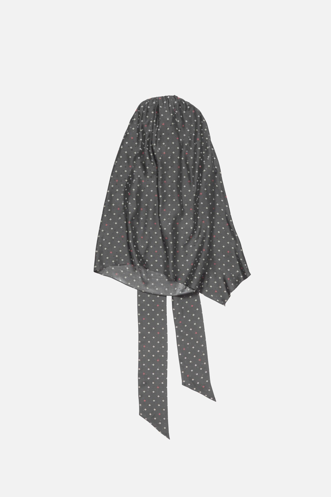 Silk bow blouse, Grey, 2000x