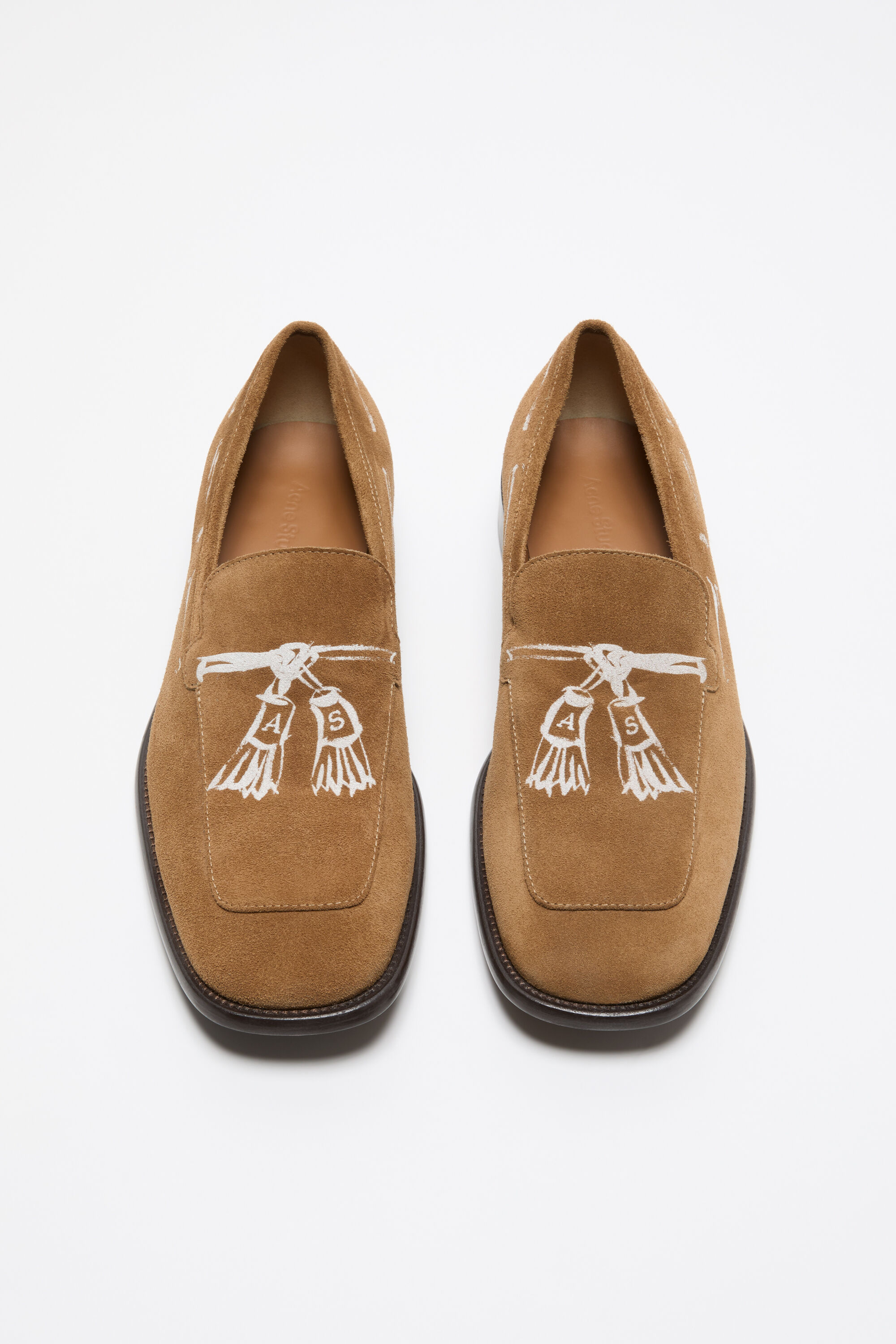 Acne Studios - Printed suede loafers - Light brown
