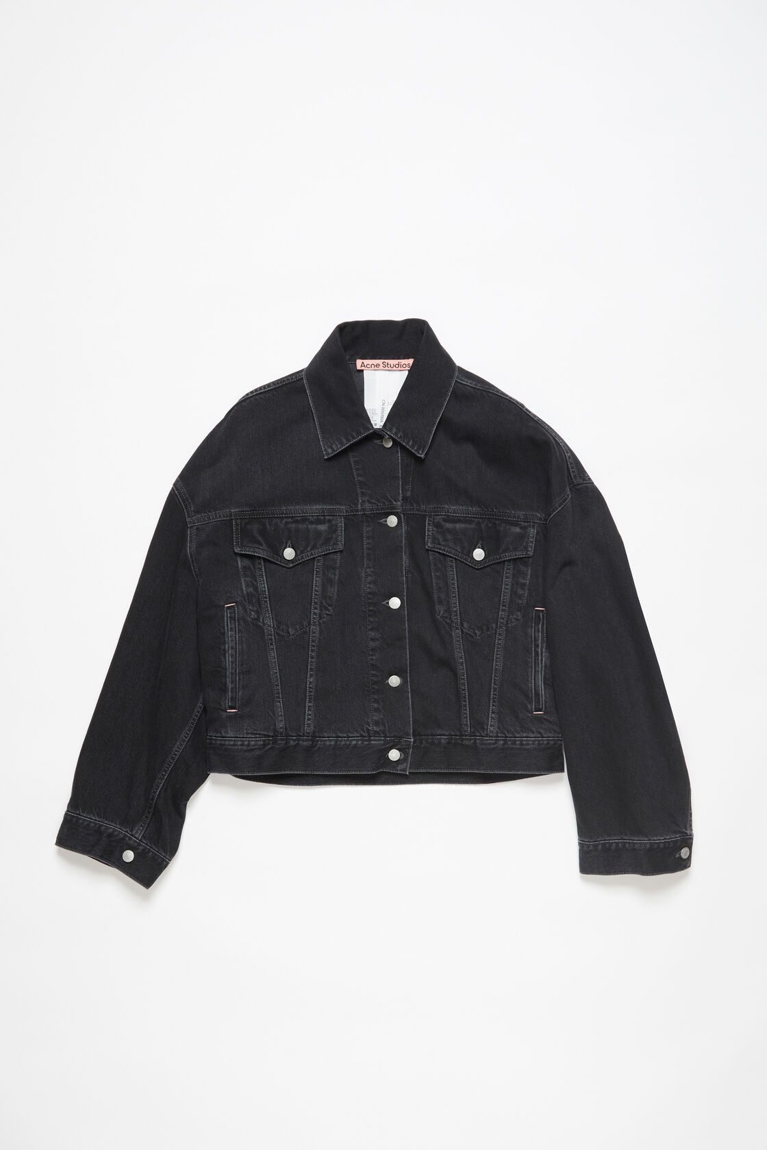 Denim jacket - Relaxed cropped fit, Black, 2000x