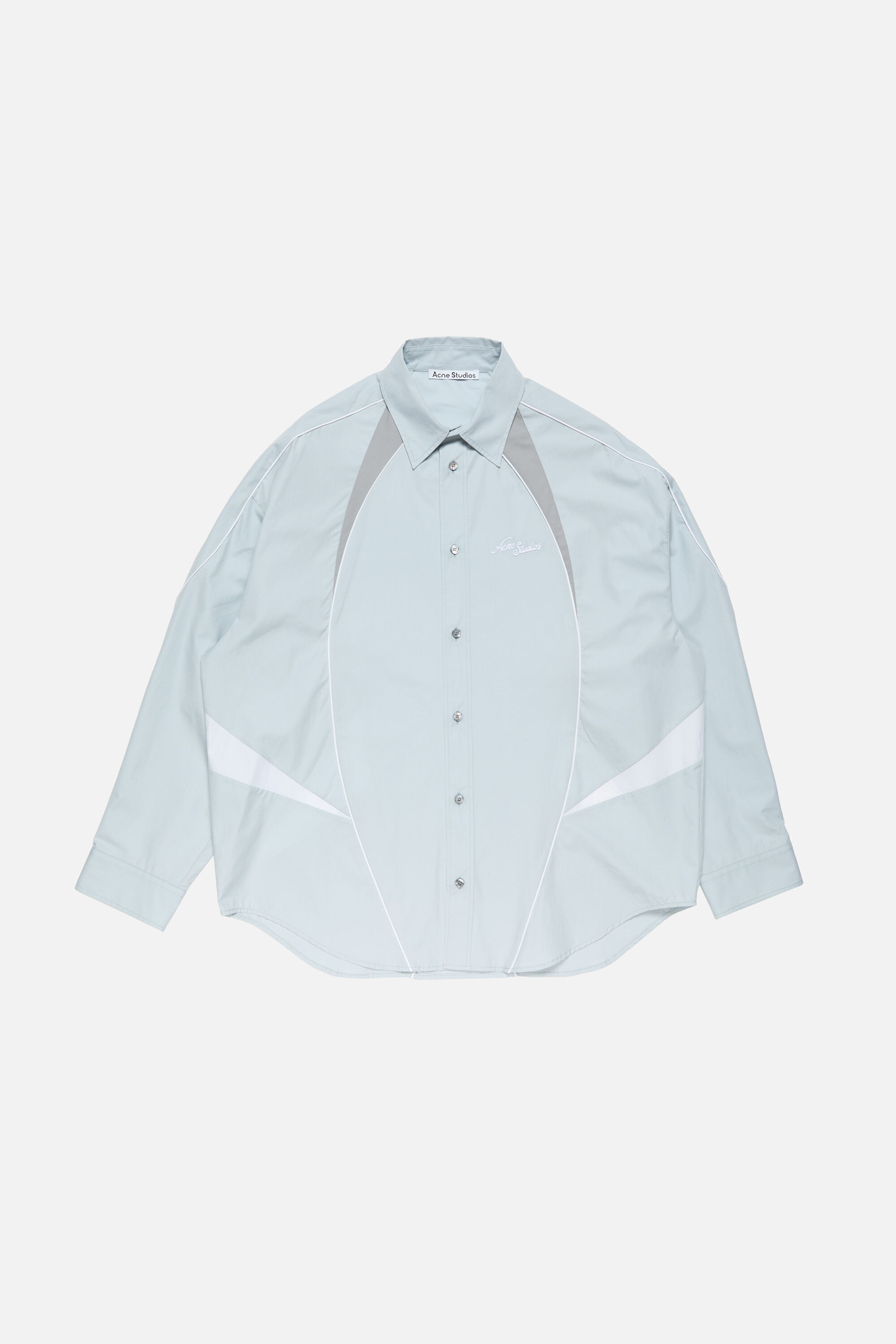 Acne Studios - Embroidered logo button-up shirt - Cold grey